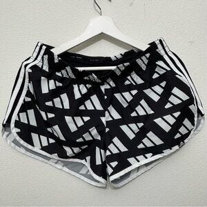 Adidas Black and White Logo Running Shorts in Medium